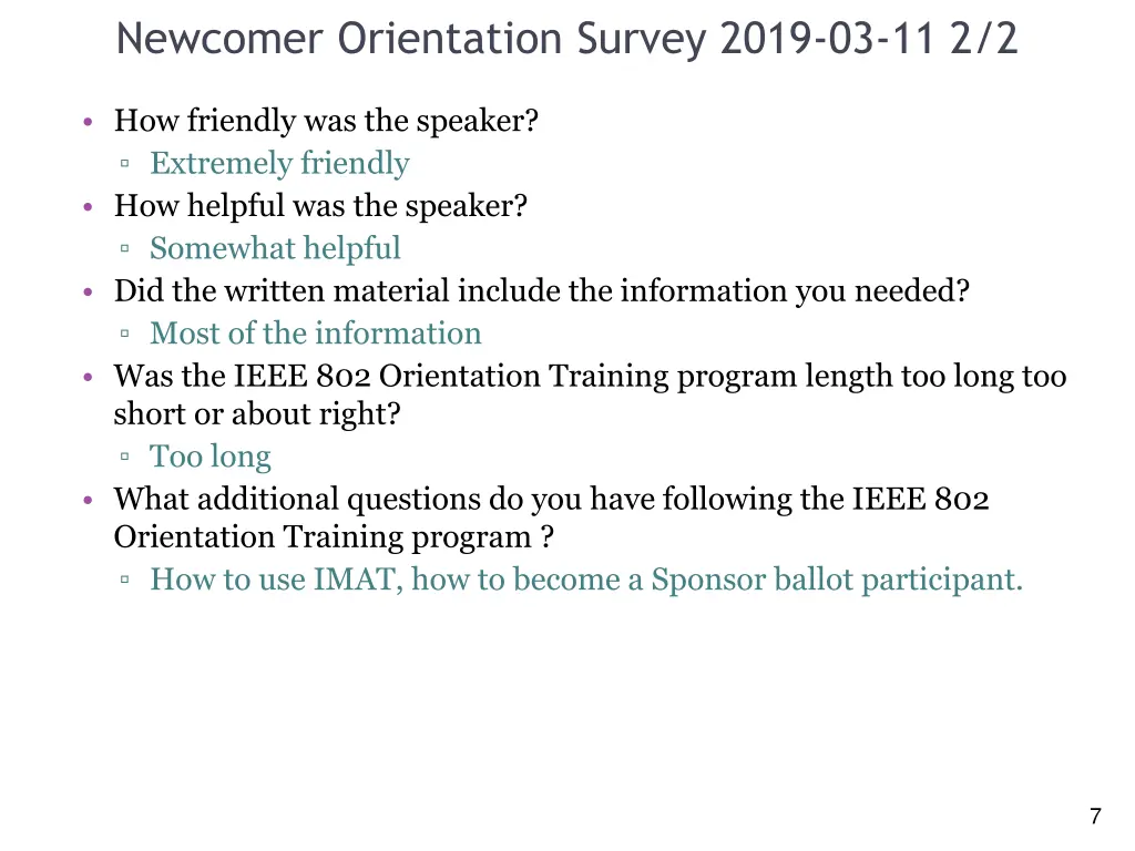newcomer orientation survey 2019 03 11 2 2