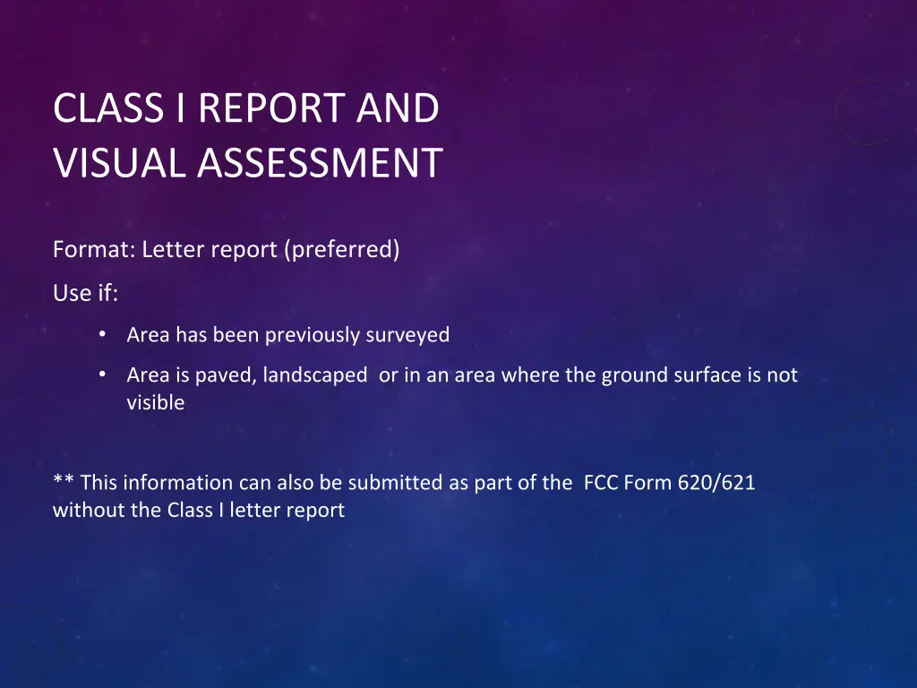 class i report and visual assessment