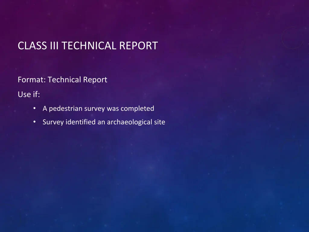 class iii technical report