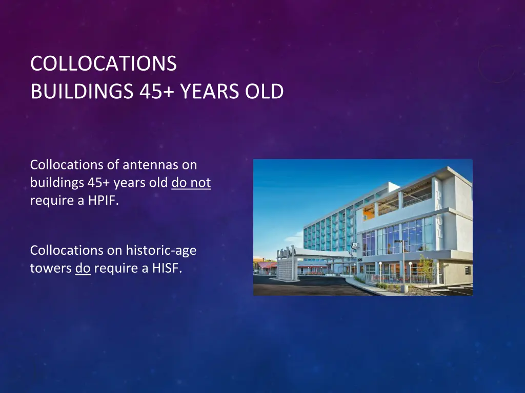 collocations buildings 45 years old
