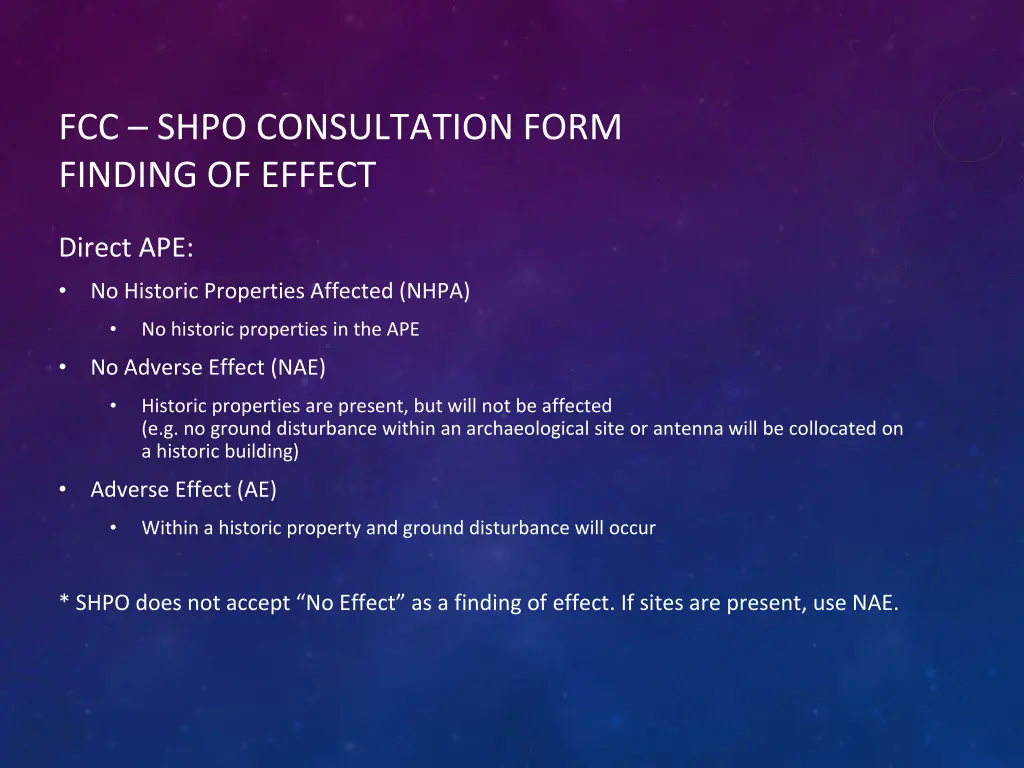 fcc shpo consultation form finding of effect