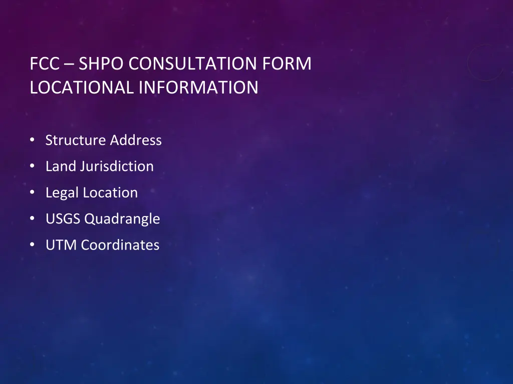 fcc shpo consultation form locational information