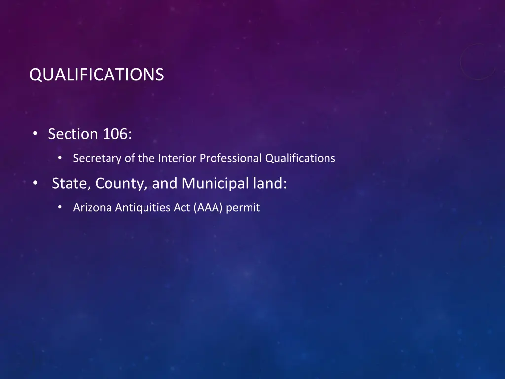 qualifications