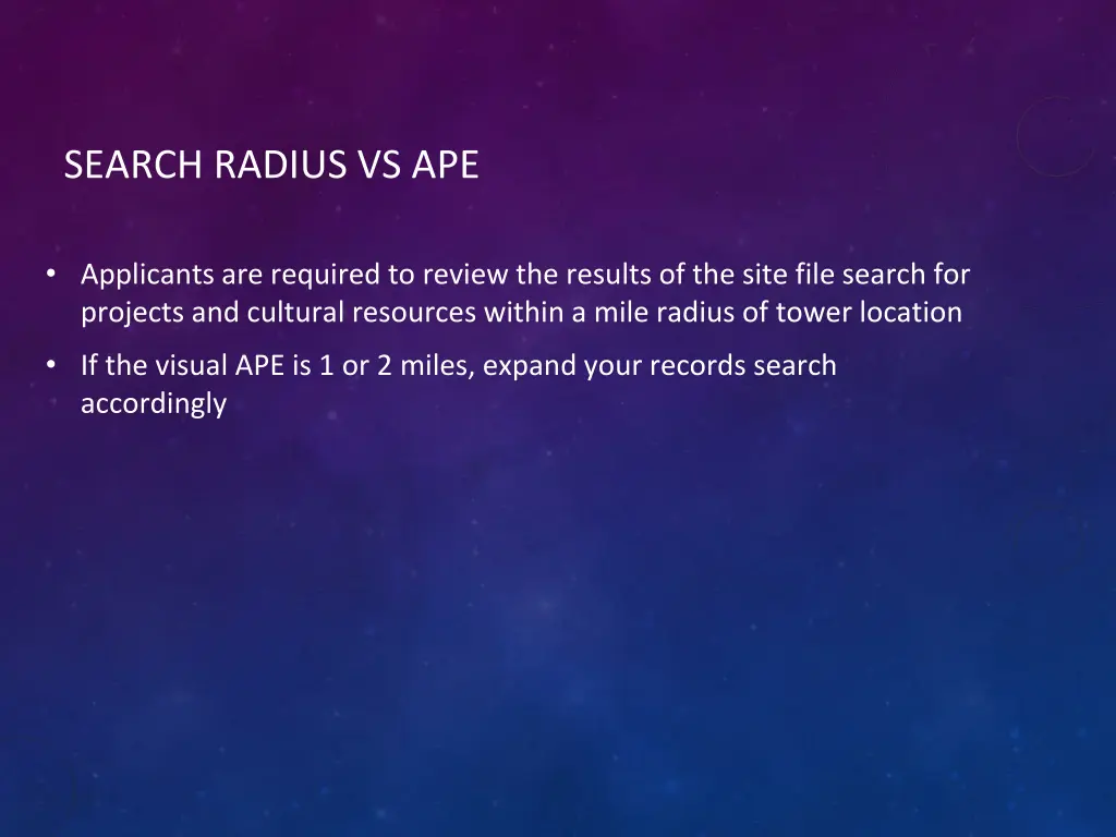 search radius vs ape