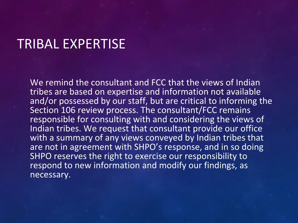 tribal expertise