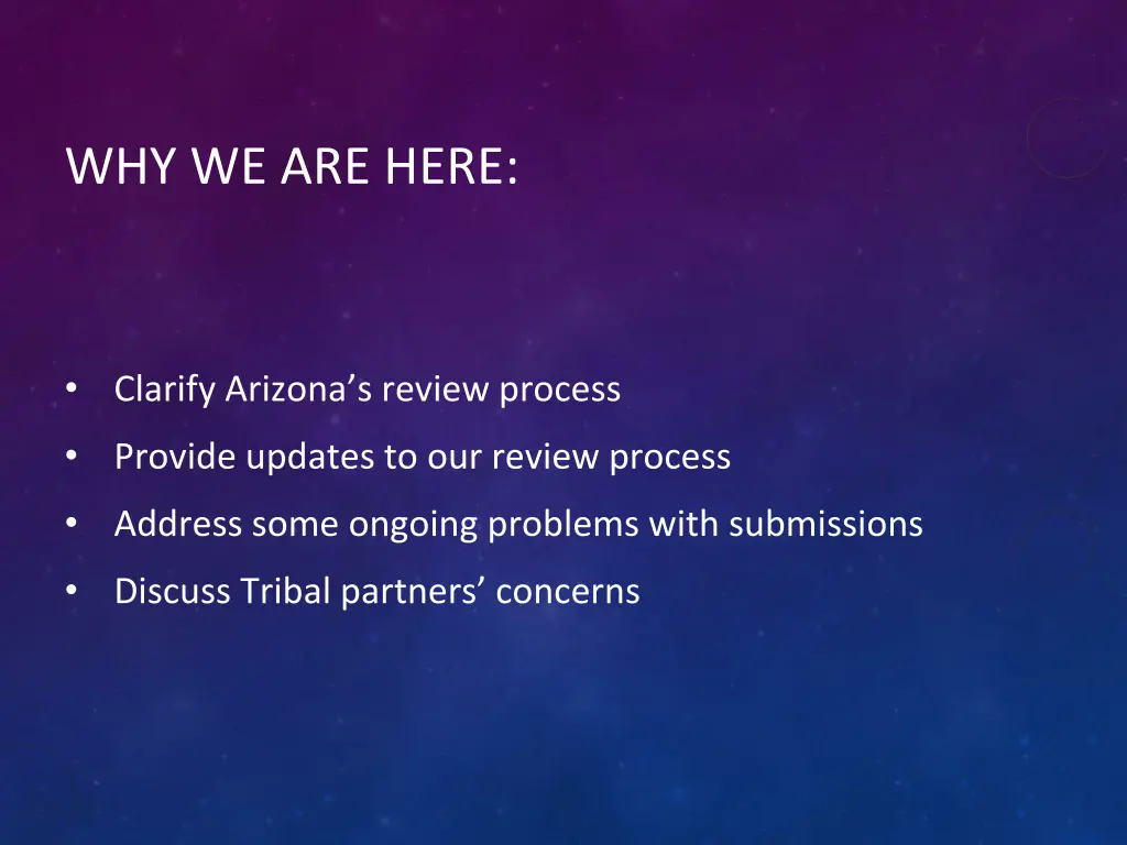 why we are here