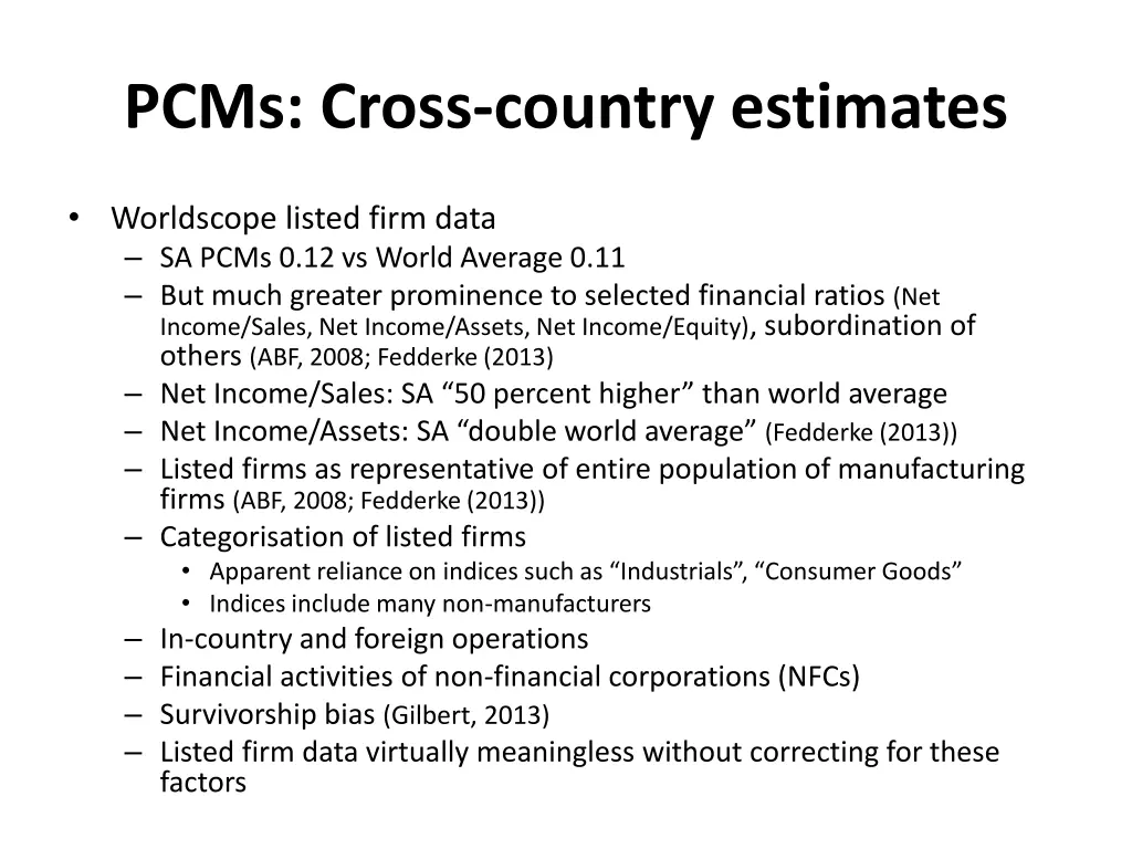 pcms cross country estimates 2