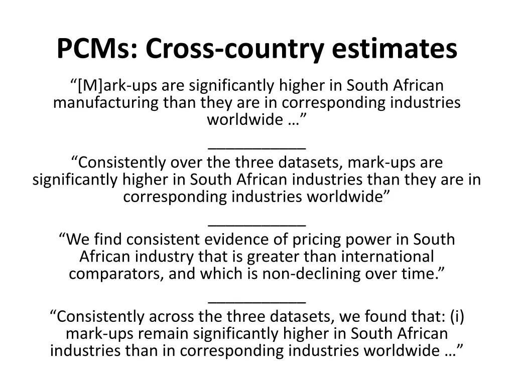 pcms cross country estimates