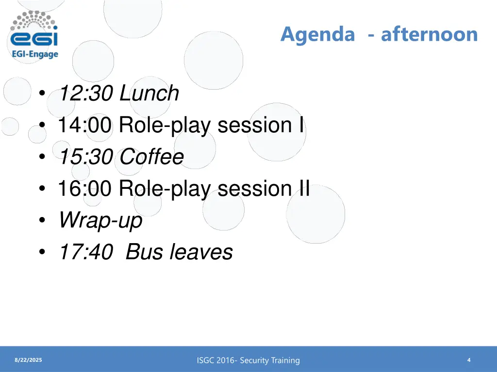 agenda afternoon