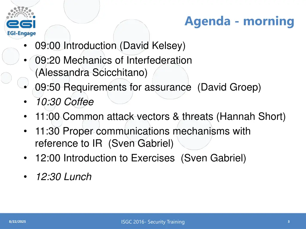 agenda morning