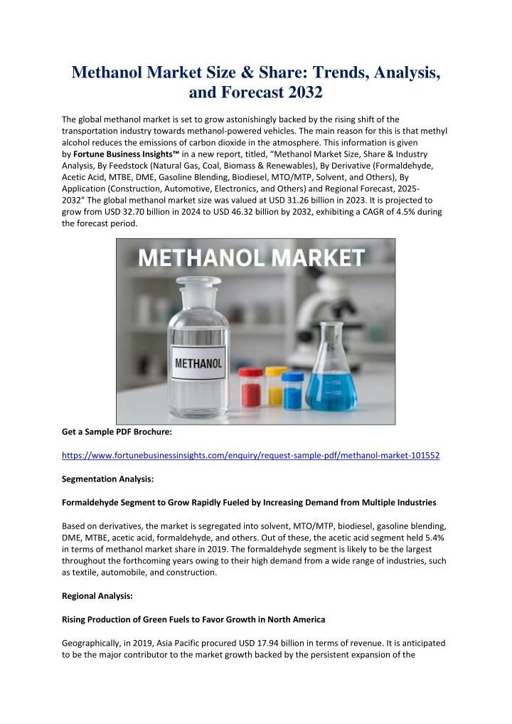 methanol market size share trends analysis