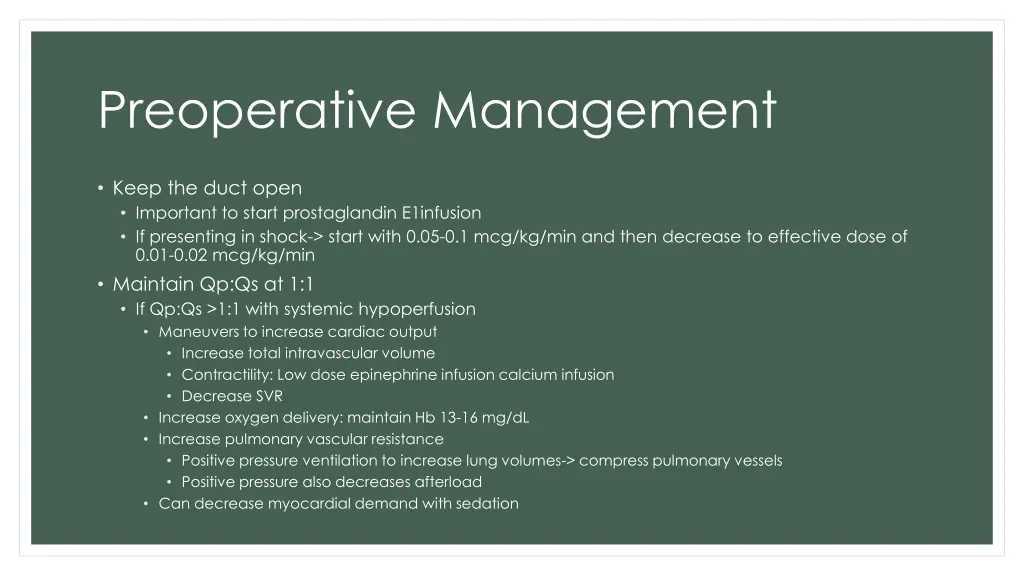 preoperative management