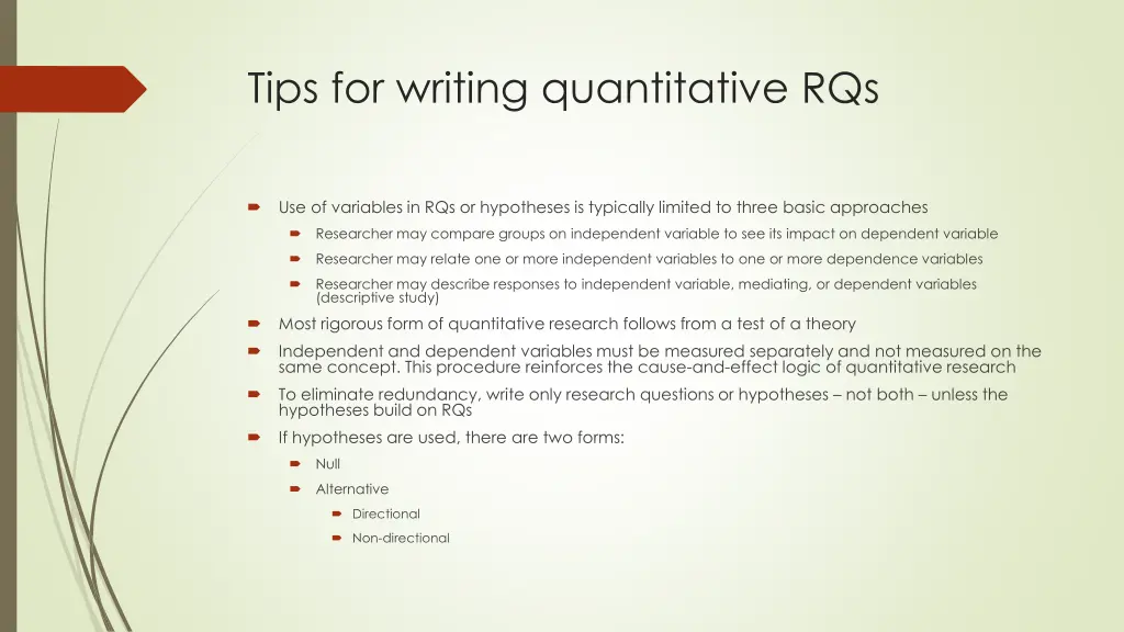 tips for writing quantitative rqs