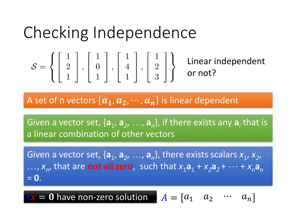 checking independence