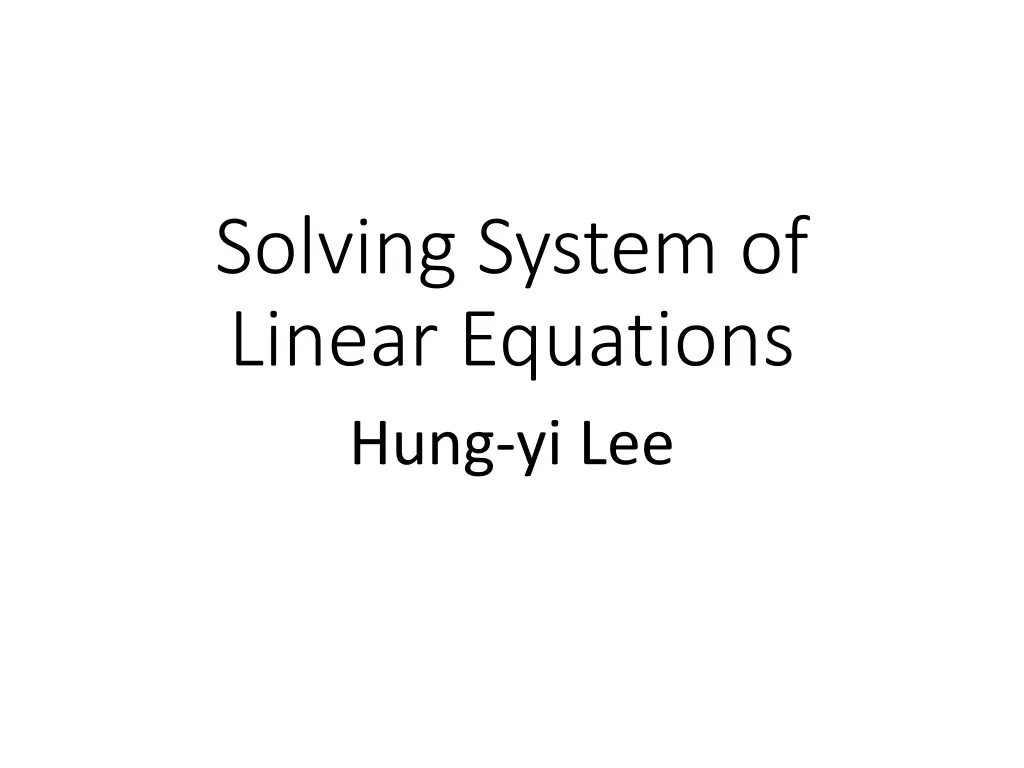 solving system of linear equations hung yi lee