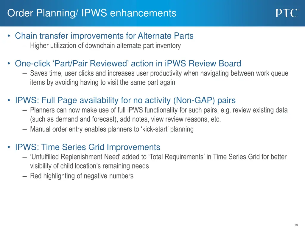 order planning ipws enhancements