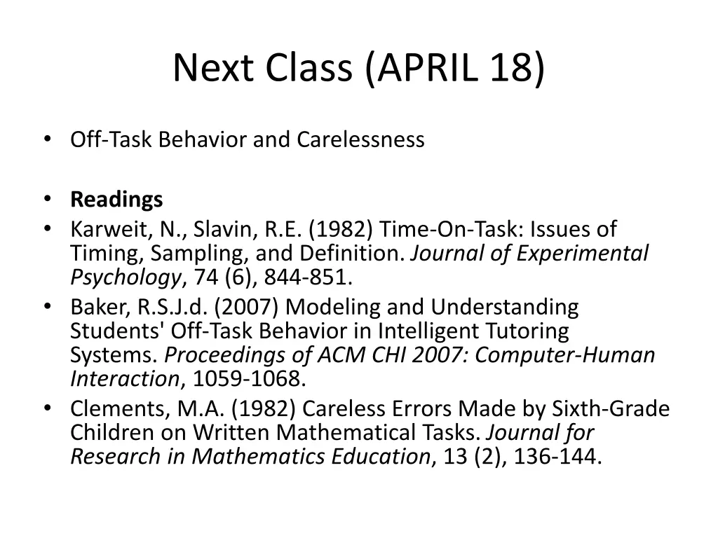 next class april 18