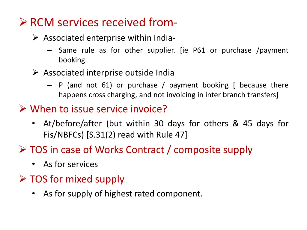 rcm services received from associated enterprise