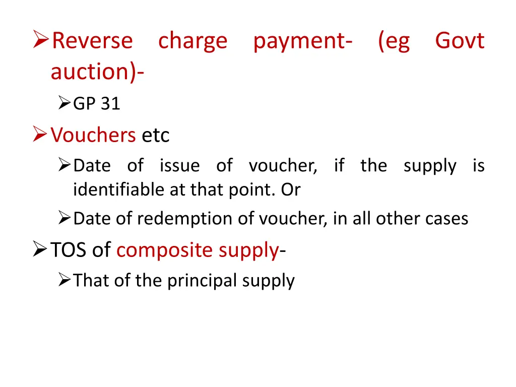 reverse charge payment eg govt auction