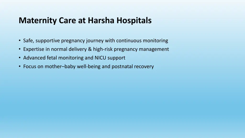 maternity care at harsha hospitals