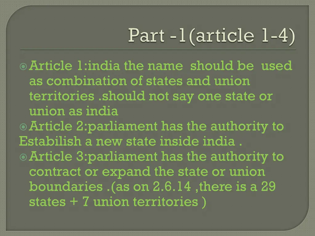 article 1 india the name should be used