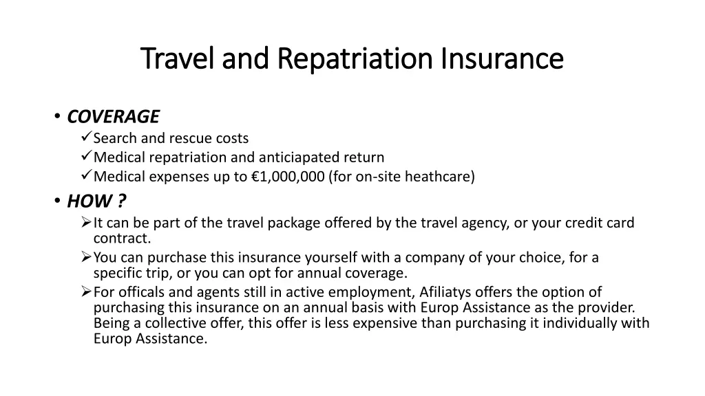 travel and repatriation insurance travel