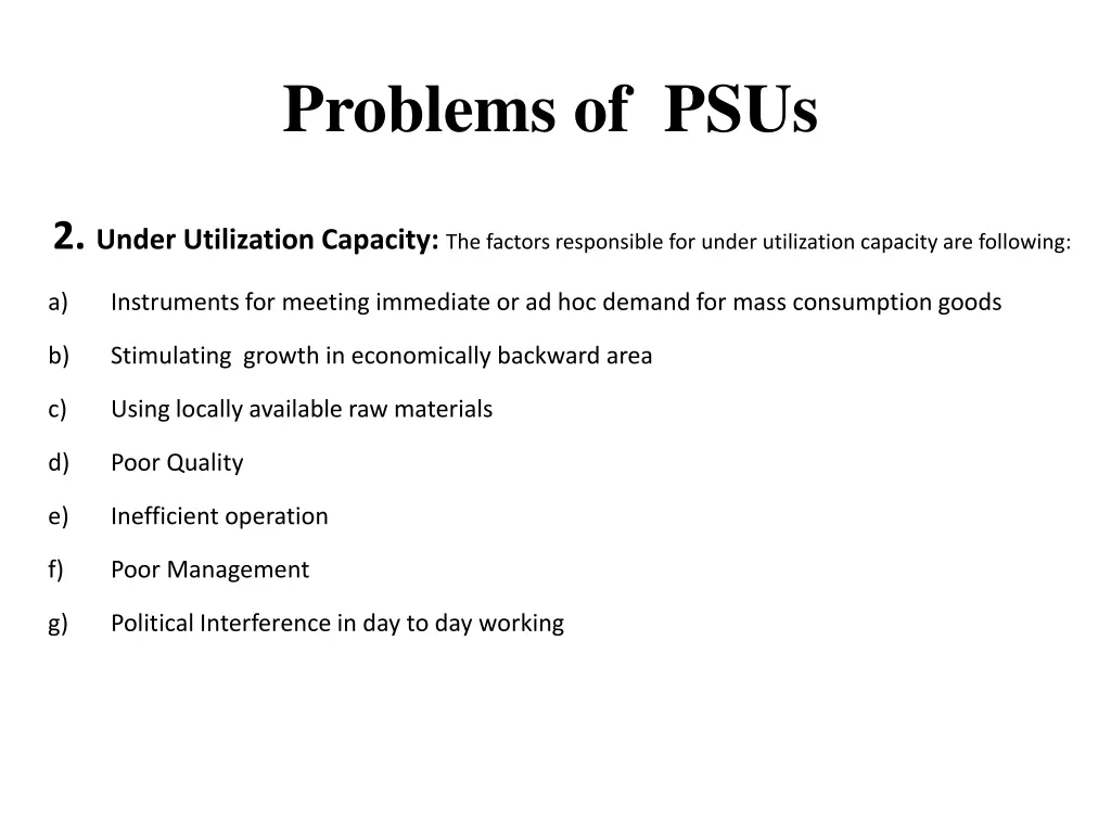 problems of psus 2