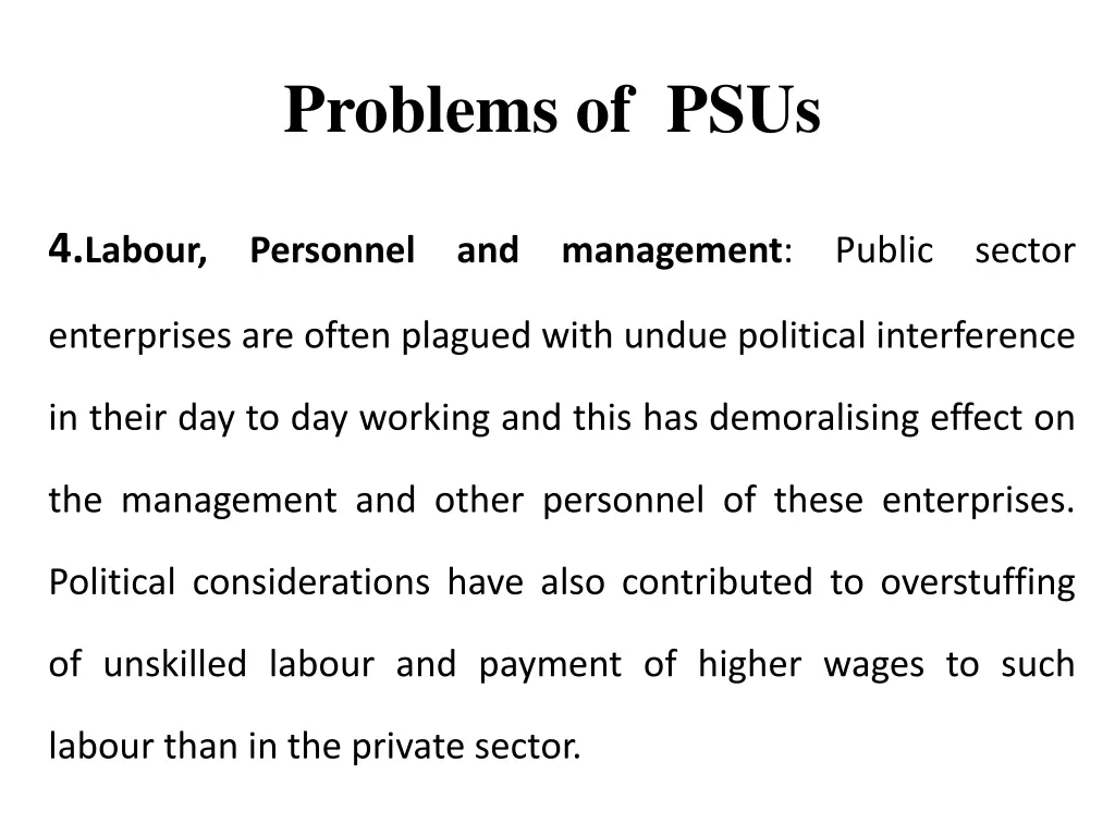 problems of psus 4