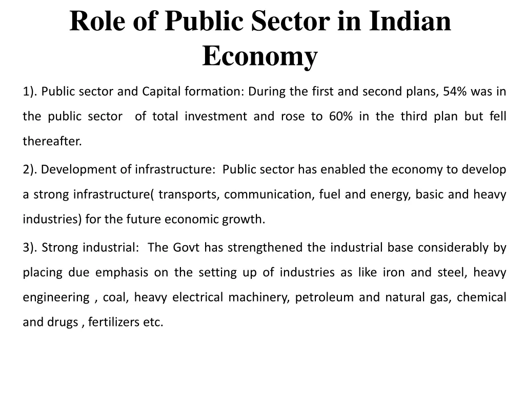 role of public sector in indian economy 1