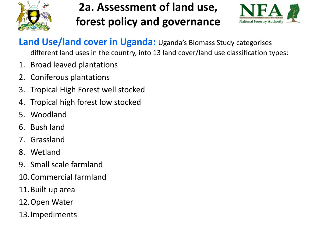 2a assessment of land use forest policy