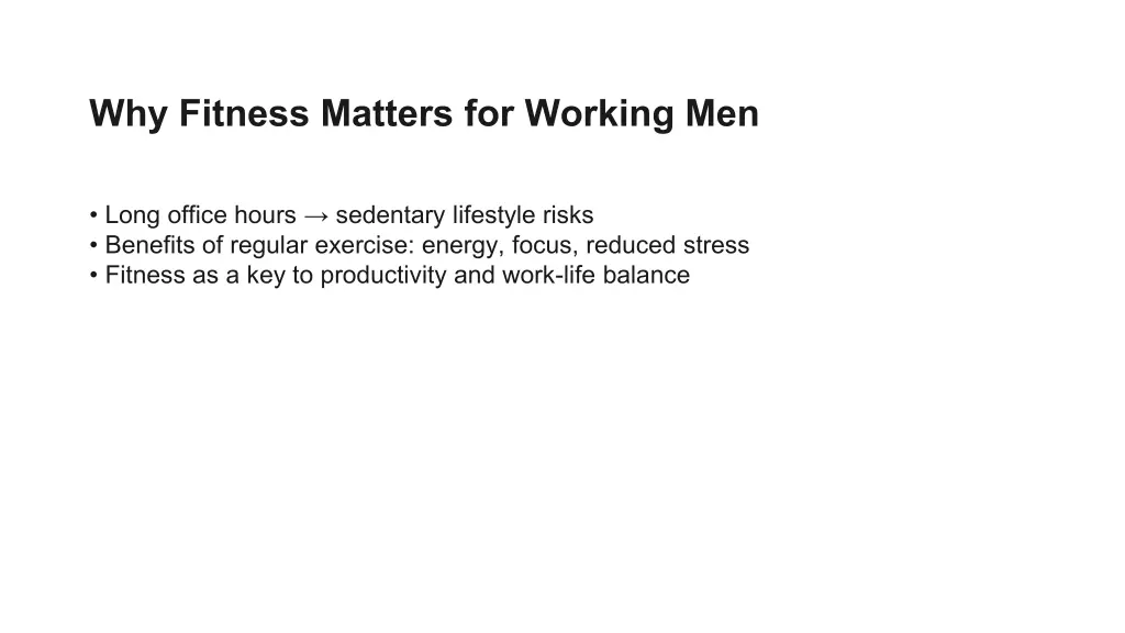 why fitness matters for working men