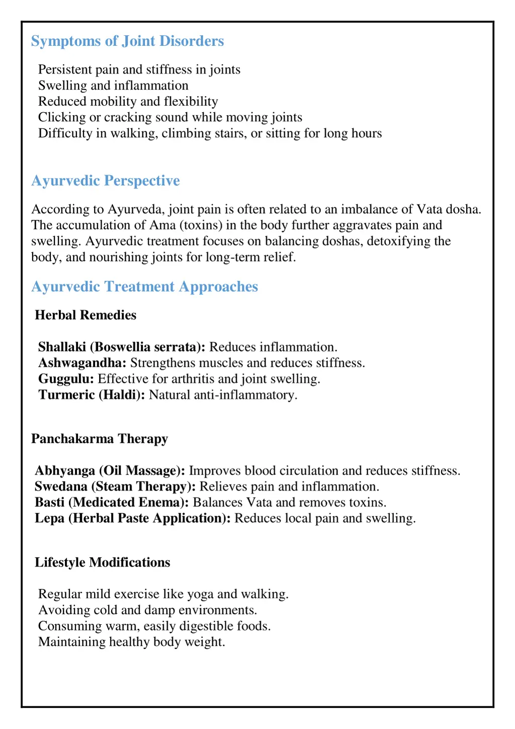 symptoms of joint disorders