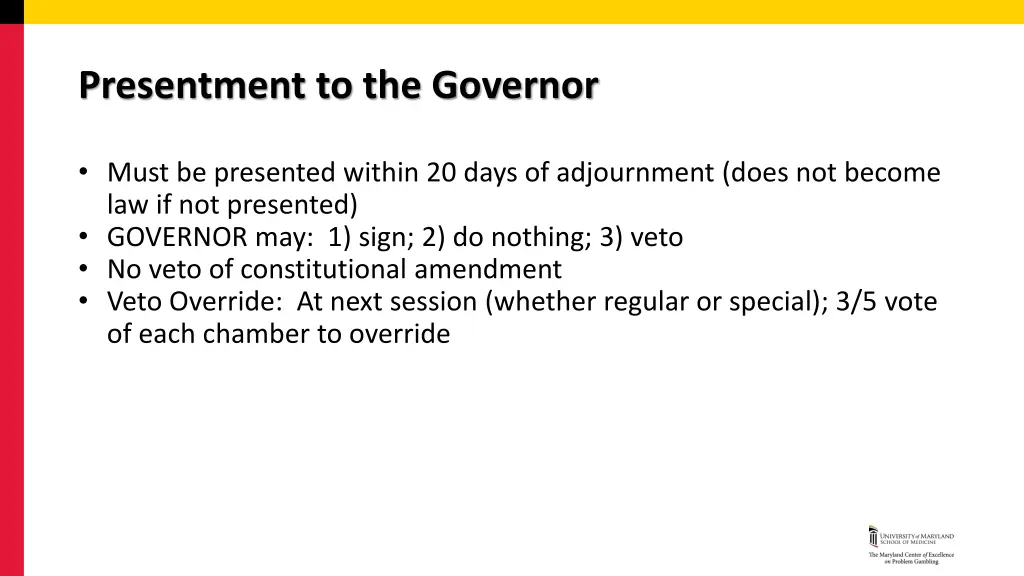 presentment to the governor