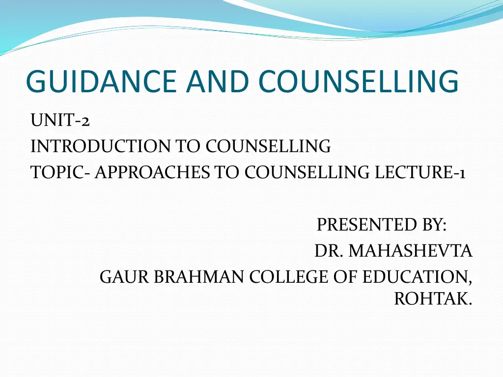 guidance and counselling