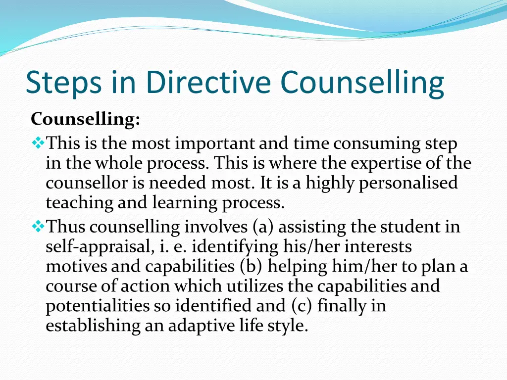 steps in directive counselling counselling this