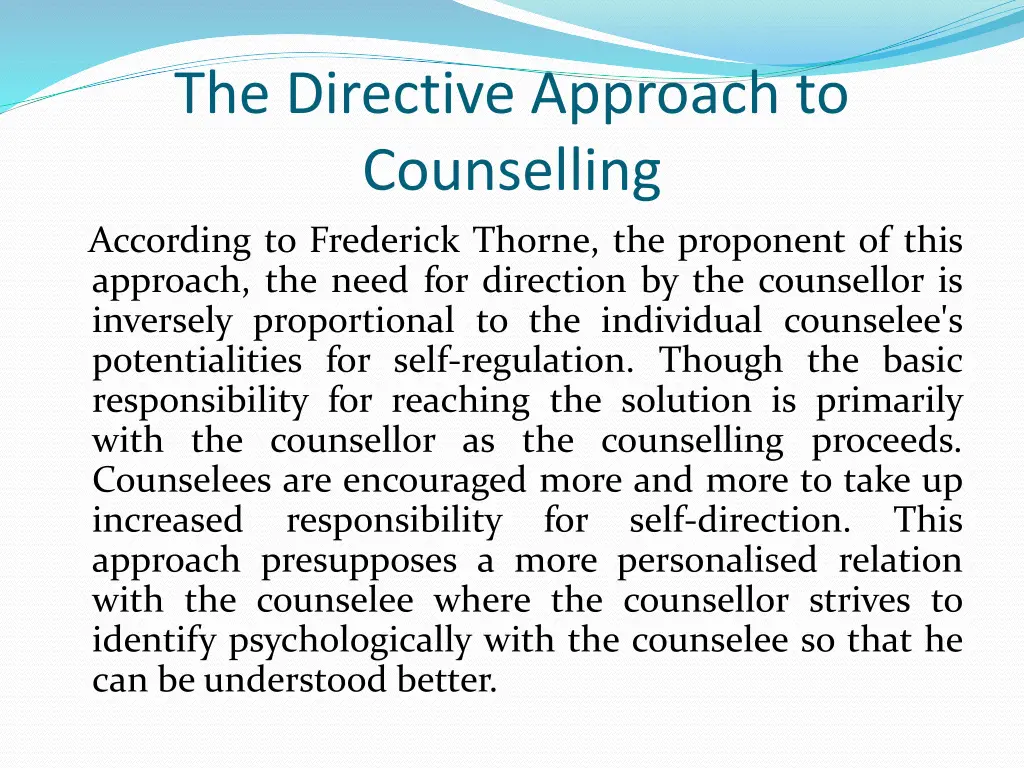the directive approach to counselling according