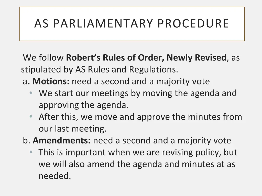 as parliamentary procedure