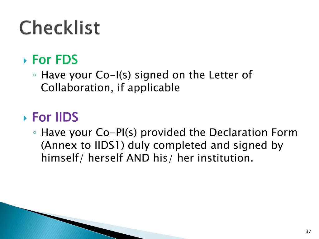 for fds have your co i s signed on the letter