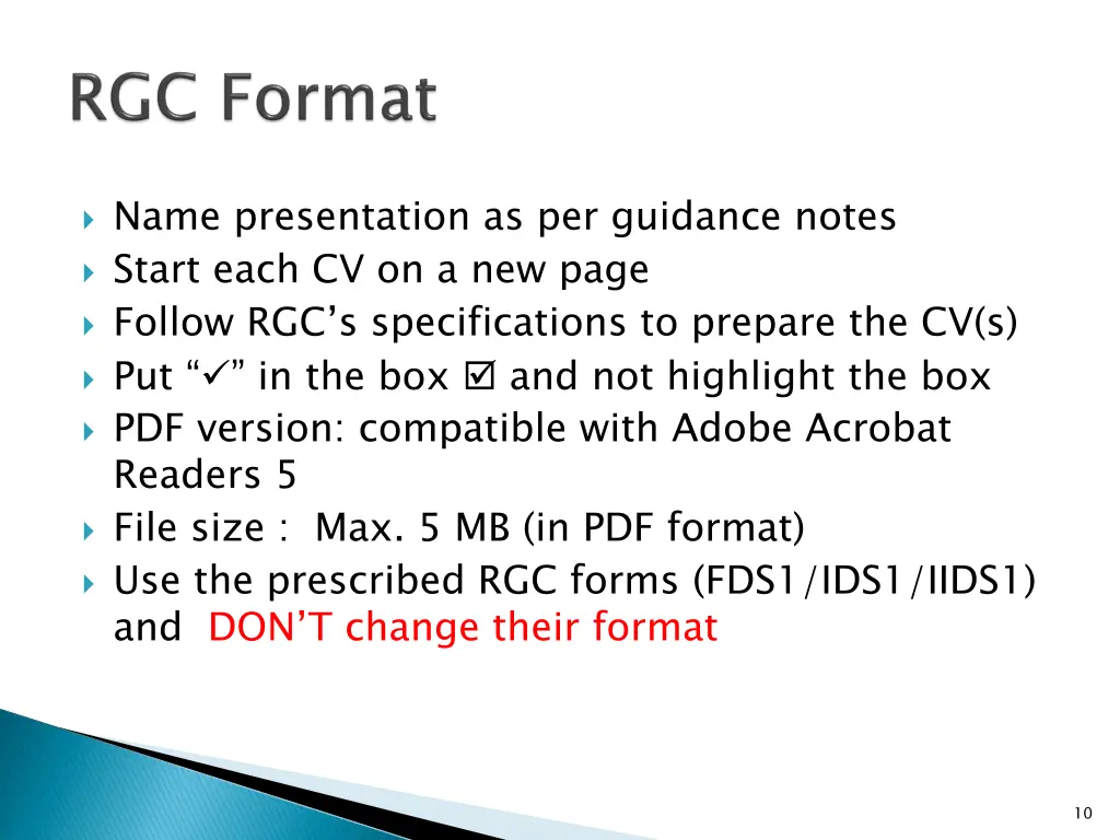 name presentation as per guidance notes start
