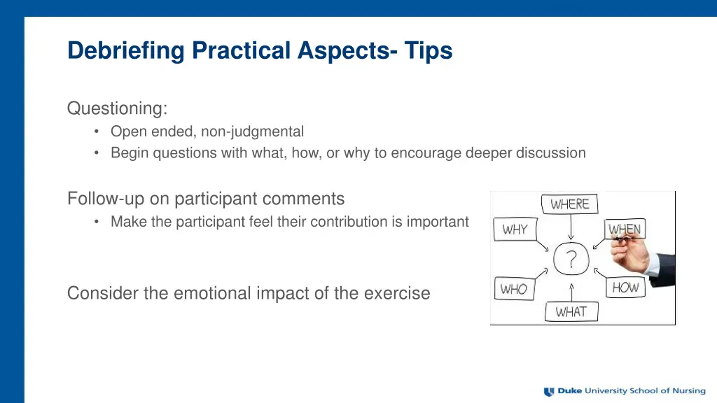 debriefing practical aspects tips