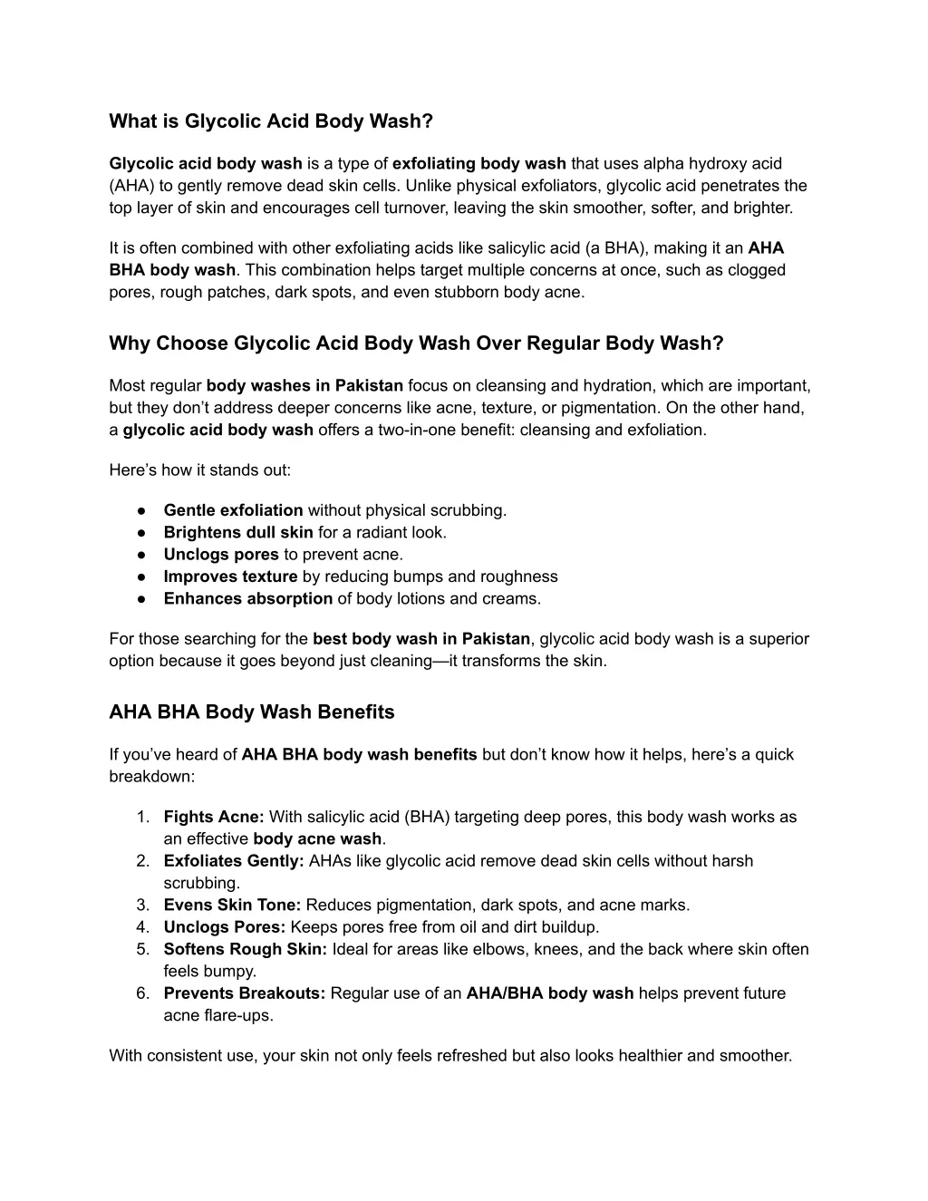 what is glycolic acid body wash