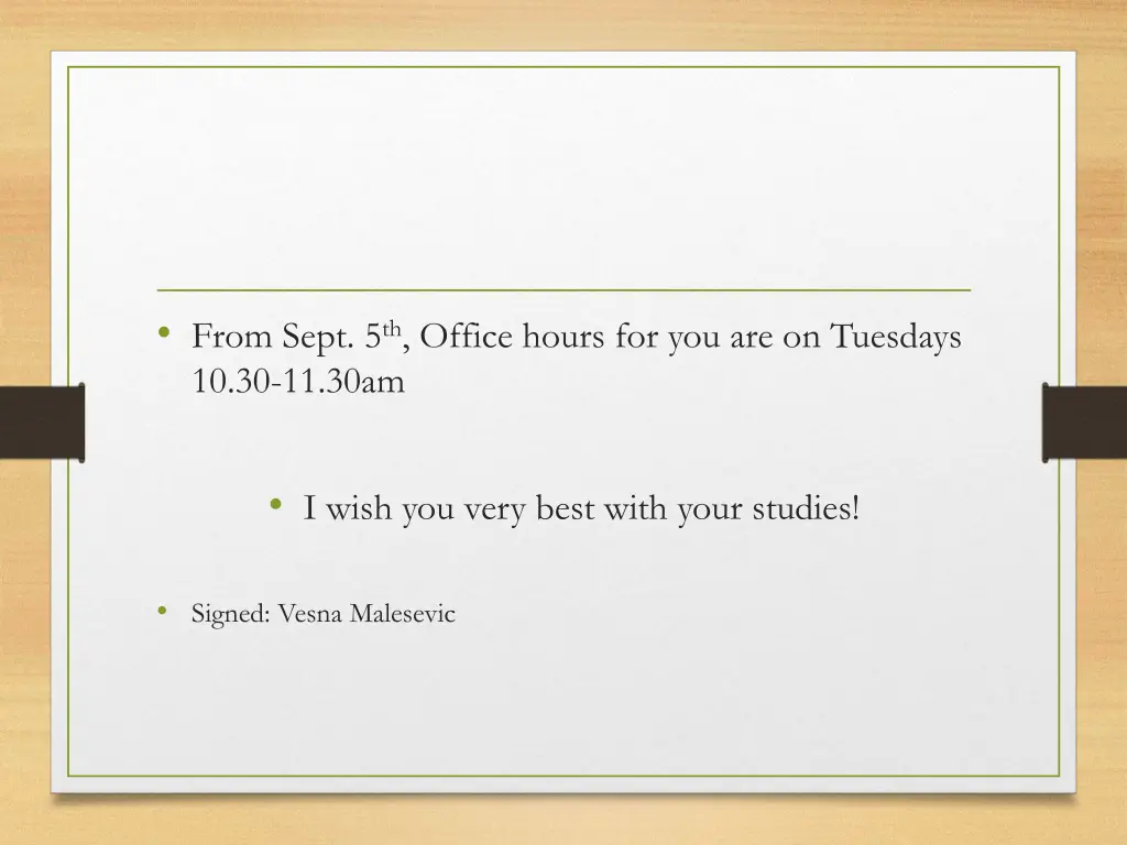from sept 5 th office hours