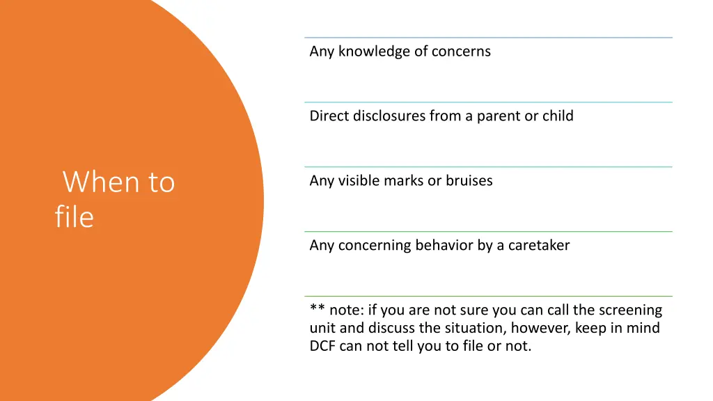 any knowledge of concerns