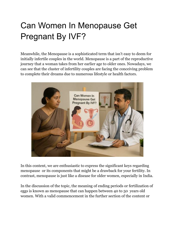 can women in menopause get pregnant by ivf