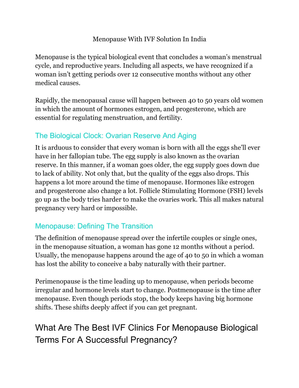 menopause with ivf solution in india