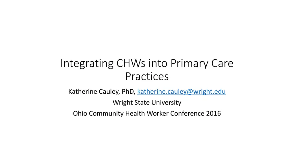 integrating chws into primary care practices