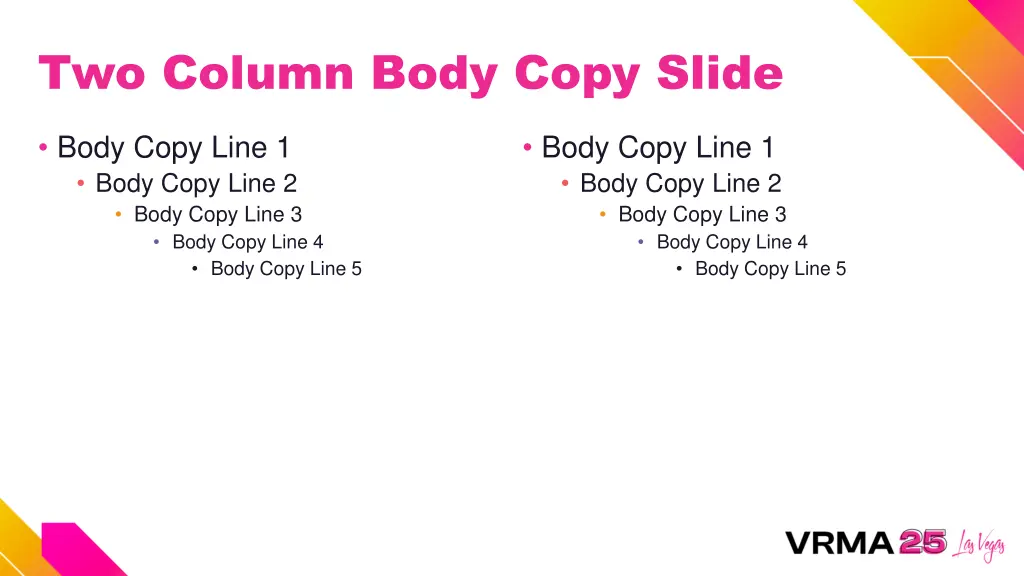 two column body copy slide