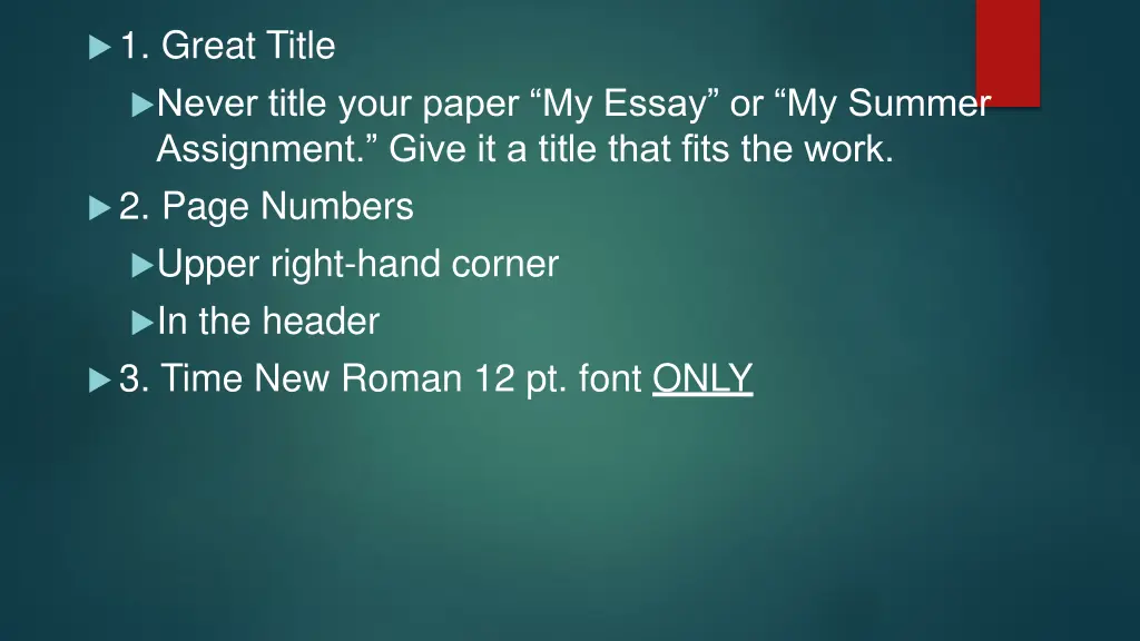 1 great title never title your paper my essay