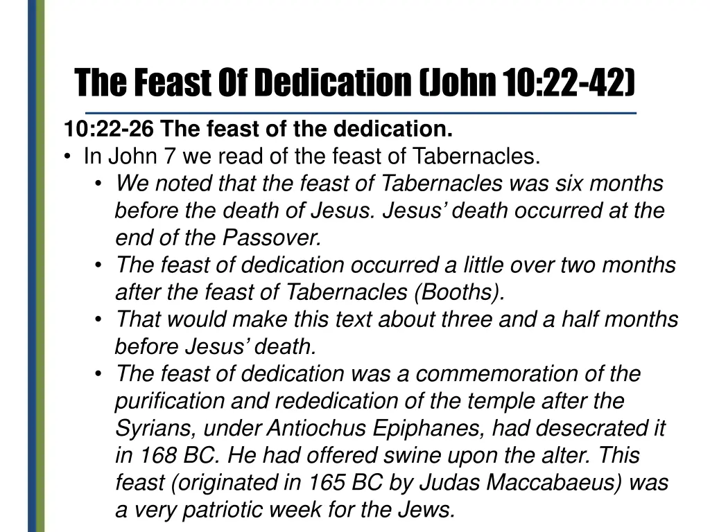 the feast of dedication john 10 22 42