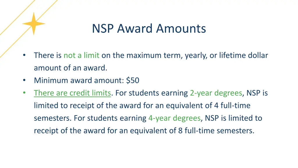 nsp award amounts